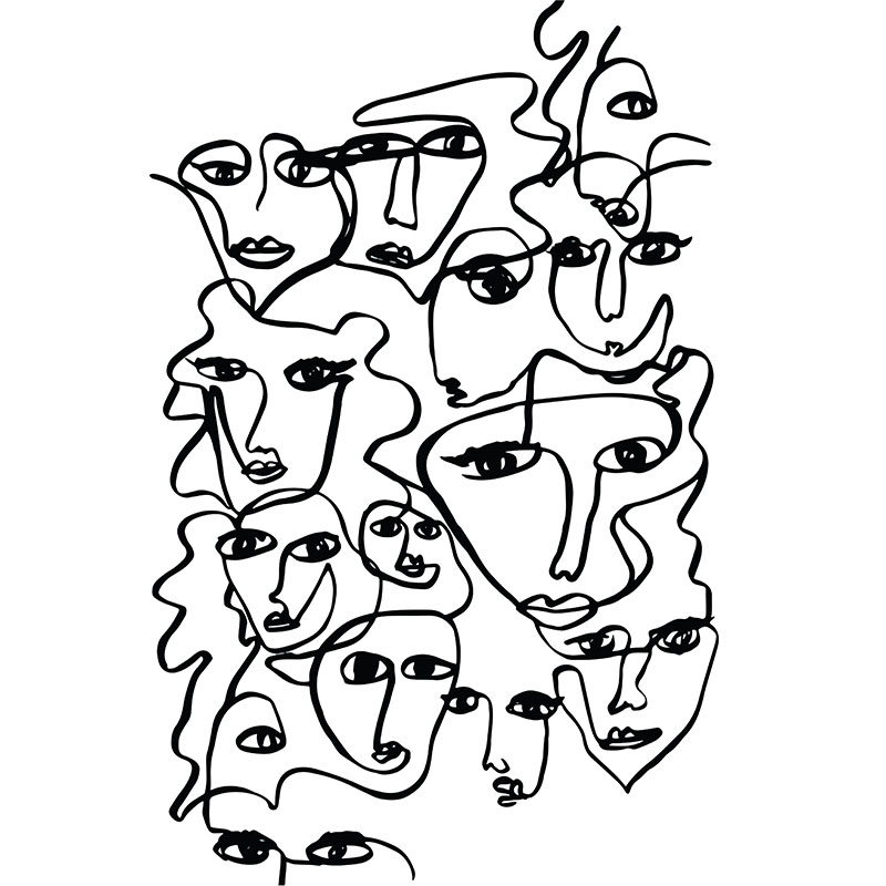 Πίνακας σε καμβά Line Art Abstract Faces